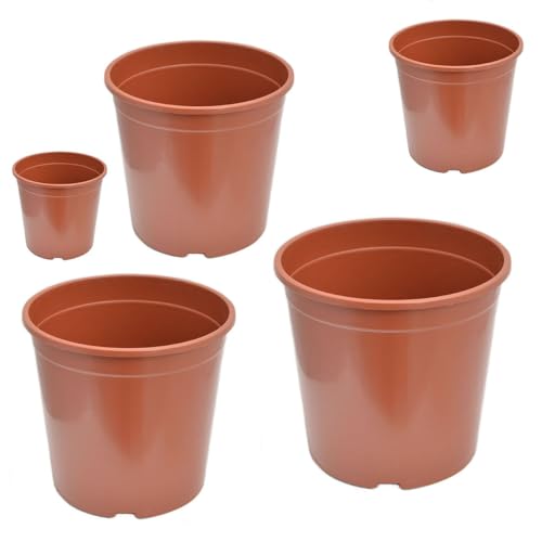 KAGM Blumentopf Pflanztopf Pflanzcointainer Anzuchttopf Containertopf Kunststoff Terracotta 13 cm - 5er Pack von KAGM