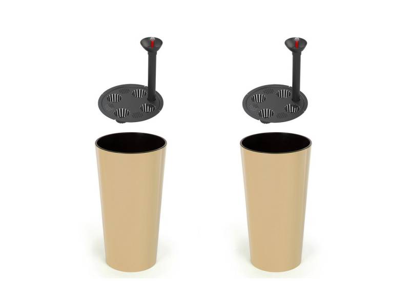 KAGM Pflanzkübel 2er Set XXL Blumenkübel in Hochglanz Cappuccino Ø 40 x 75 cm hoch TOP von KAGM