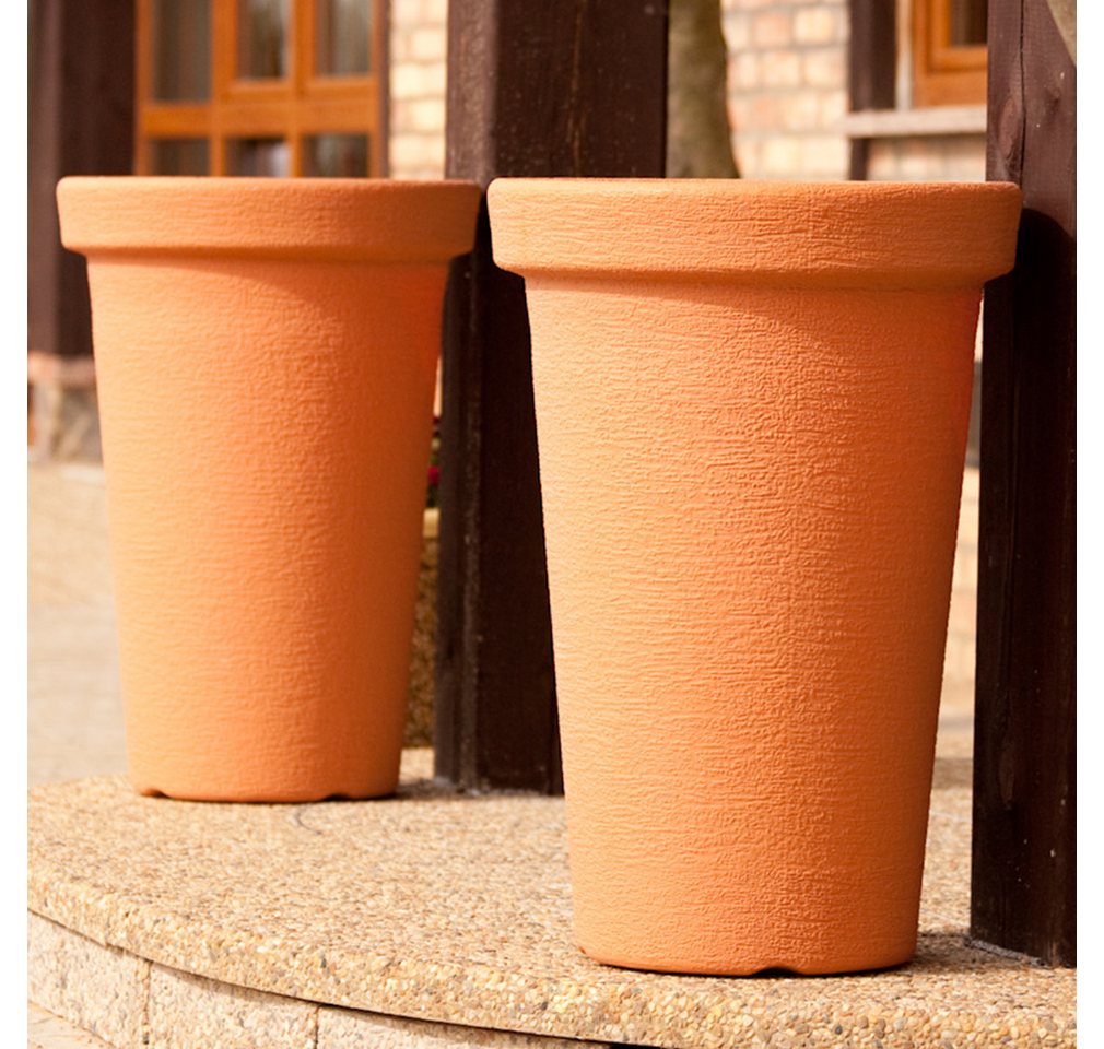 KAGM Pflanzkübel XXL Blumenkübel 2er SET mit Pflanzeinsatz aus Kunststoff Terracotta von KAGM