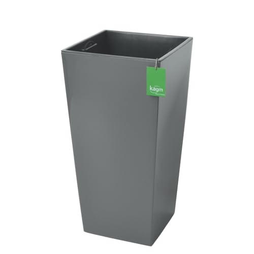 KAGM XL Blumenkübel mit herausnehmbarem Einsatz. Aus robustem Kunststoff in Hochglanz Anthrazit 34 x 34 - H= 67 von KAGM