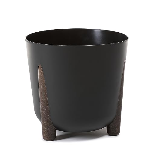 Pflanztopf Blumentopf mit Füßen Blumenkübel Pflanzkübel Wasserspeicher Ø 34cm / Höhe: 31,7cm Schwarz von KAGM