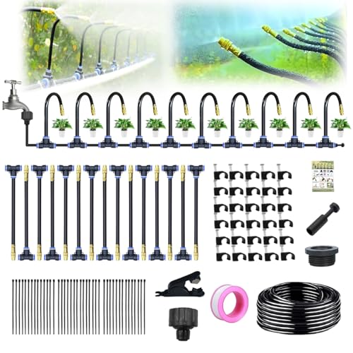 Automatisches Gartenbewässerungssystem, 360° Gebogen Drip Bewässerung Kit, Verstellbare Kupferdüse, Hochbeet Bewässerung Tropfbewässerung Sprühnebelsystem für Gewächshaus, Garten und Rasen (15 m) Automatisches Gartenbewässerungssystem, 360° Gebogen Drip Bewässerung Kit, Verstellbare Kupferdüse, Hochbeet Bewässerung Tropfbewässerung Sprühnebelsystem für Gewächshaus, Garten und Rasen (15 m) von KAHCOP