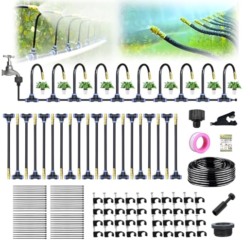 Automatisches Gartenbewässerungssystem, 360° Gebogen Drip Bewässerung Kit, Verstellbare Kupferdüse, Hochbeet Bewässerung Tropfbewässerung Sprühnebelsystem für Gewächshaus, Garten und Rasen (20 m) Automatisches Gartenbewässerungssystem, 360° Gebogen Drip Bewässerung Kit, Verstellbare Kupferdüse, Hochbeet Bewässerung Tropfbewässerung Sprühnebelsystem für Gewächshaus, Garten und Rasen (20 m) von KAHCOP