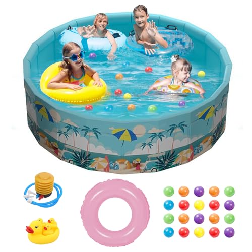 Faltbare Schwimmbecken auf dem Boden, Nicht aufblasbares Schwimmbecken für Kinder und Erwachsene im Freien, runder Prism-Pool, 160 cm × 45 cm von KAHCOP