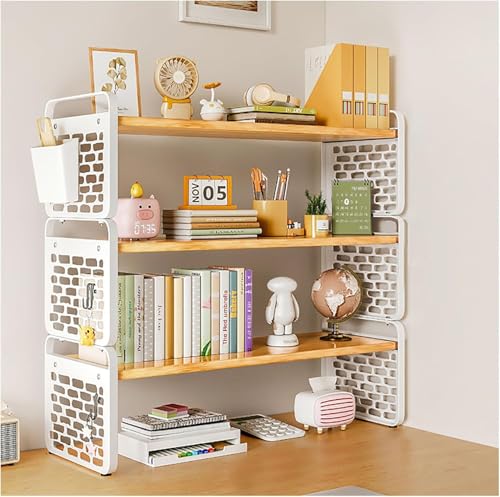 Desktop-Bücherregal für Computer-Schreibtisch, Bücherregal Arbeitsplatte Lagerung Hutch Display Rack Tabelle oben Regale, 3 Tier Desktop Storage Organizer Regal, für Wohnheim Büro nach Hause(White,3 t Desktop-Bücherregal für Computer-Schreibtisch, Bücherregal Arbeitsplatte Lagerung Hutch Display Rack Tabelle oben Regale, 3 Tier Desktop Storage Organizer Regal, für Wohnheim Büro nach Hause(White,3 t von KAHDBOY