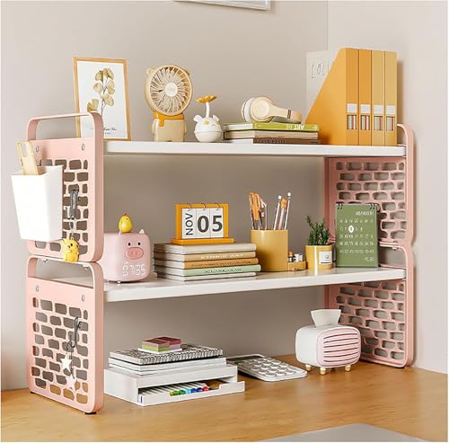 Desktop-Bücherregal für Computer-Schreibtisch, Bücherregal Arbeitsplatte Lagerung Hutch Display Rack Tabelle oben Regale, 3 Tier Desktop Storage Organizer Regal, für Wohnheim Büro nach Hause(Pink,2 ti Desktop-Bücherregal für Computer-Schreibtisch, Bücherregal Arbeitsplatte Lagerung Hutch Display Rack Tabelle oben Regale, 3 Tier Desktop Storage Organizer Regal, für Wohnheim Büro nach Hause(Pink,2 ti von KAHDBOY