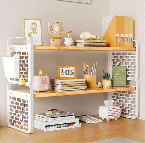 Desktop-Bücherregal für Computer-Schreibtisch, Bücherregal Arbeitsplatte Lagerung Hutch Display Rack Tabelle oben Regale, 3 Tier Desktop Storage Organizer Regal, für Wohnheim Büro nach Hause(White,2 t Desktop-Bücherregal für Computer-Schreibtisch, Bücherregal Arbeitsplatte Lagerung Hutch Display Rack Tabelle oben Regale, 3 Tier Desktop Storage Organizer Regal, für Wohnheim Büro nach Hause(White,2 t von KAHDBOY