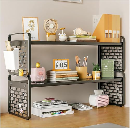 Desktop-Bücherregal für Computer-Schreibtisch, Bücherregal Arbeitsplatte Lagerung Hutch Display Rack Tabelle oben Regale, 3 Tier Desktop Storage Organizer Regal, für Wohnheim Büro nach Hause(Black,2 t Desktop-Bücherregal für Computer-Schreibtisch, Bücherregal Arbeitsplatte Lagerung Hutch Display Rack Tabelle oben Regale, 3 Tier Desktop Storage Organizer Regal, für Wohnheim Büro nach Hause(Black,2 t von KAHDBOY