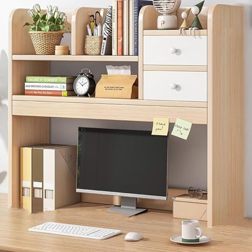 Holz Schreibtisch Regal, offene Lagerung Display Rack, Computer-Schreibtisch Tischplatte Bücherregal, Mehrzweck-Holz-Desktop Bücherregal Storage Organizer für Wohnheim Büro nach Hause(Beige,92cm/36.2i Holz Schreibtisch Regal, offene Lagerung Display Rack, Computer-Schreibtisch Tischplatte Bücherregal, Mehrzweck-Holz-Desktop Bücherregal Storage Organizer für Wohnheim Büro nach Hause(Beige,92cm/36.2i von KAHDBOY