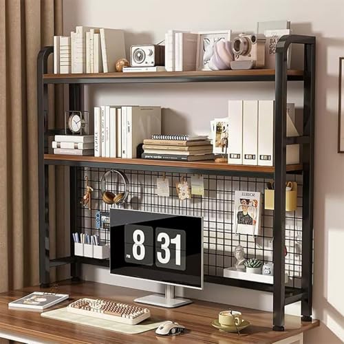 KAHDBOY Desktop-Bücherregal, 2-Tier 3-Tier-Desktop-Bücherregal Mehrzweck-Speicher-Display-Rack, Holz-Desktop-Organisator Storage Rack für Home Office(Brown,3-Tier 115cm(45.3in)) von KAHDBOY
