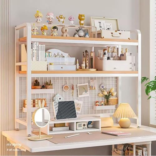 KAHDBOY Desktop-Bücherregal, 2-Tier 3-Tier-Desktop-Bücherregal Mehrzweck-Speicher-Display-Rack, Holz-Desktop-Organisator Storage Rack für Home Office(Natural,3-Tier 55cm(21.7in)) von KAHDBOY