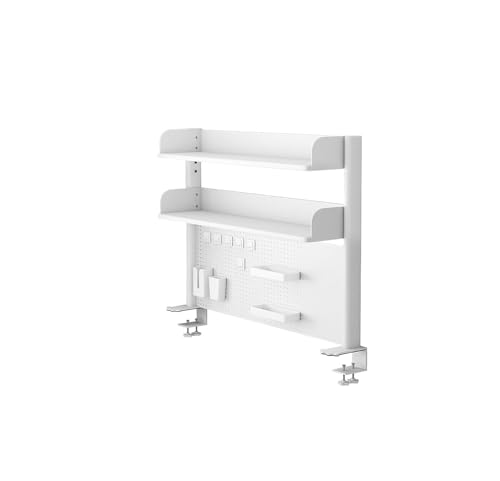 KAHDBOY Klemm-Schreibtischregal 2-stöckiges,Desk Extender Pegboard Workstation, Computer-Schreibtisch-Zubehör für Büro, Privacy Panel für Gaming-Schreibtisch, Desktop-Regal-System(100cm) von KAHDBOY