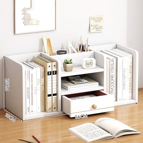 Klein Desktop Organizer Bücherregal, Mehrzweck-Holz-Schreibtisch oben Regalierung mit 1 kleinen Schubladen, Lagerung Regal Bücherregal für Büro, Home Decor, Küche Arbeitsplatte Desktop Display Regal(W von KAHDBOY