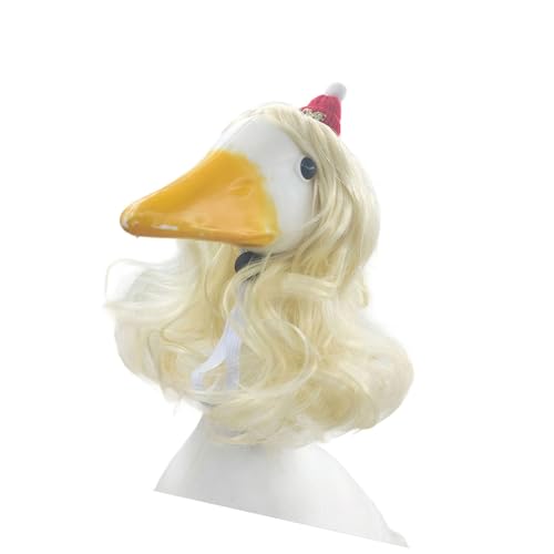 Blondes Hund Kopfbedeckung Curly Frisur Outfit Für Saisonale Shows Bühnenereignis Hitzebestellte Stoff Design Lustiges Haustierpartyzubehör von KAHDGSS