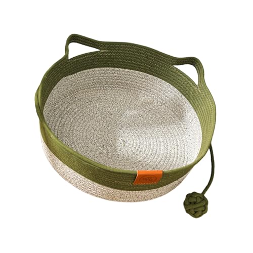 Haustierbett Gewebter Korb Kratzfestes Cartoon Kätzchen Themen Matte Bett Hund Nest Maschine Waschbare Baumwollseile Katzen von KAHDGSS