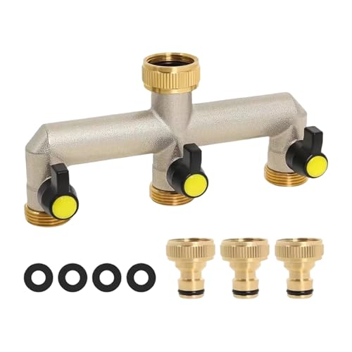 KAHDGSS 3/4-Zoll-Messing-Adapter mit 3/4-Auslass-Adapter mit vertieften Gewinden und Dichtungsringen, Mehrzweck-Ventile für stabile Geräteanschlüsse, rostfreie Wassersplitterventile für den von KAHDGSS