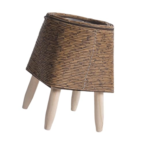 KAHDGSS Blumentöpfe Mit Stand Rattan Geflochtener Pflanzenhocker Korb Gestaltet Mit Holzbeinen Blumentöpfe von KAHDGSS