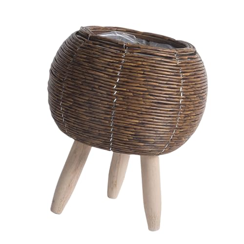 KAHDGSS Blumentöpfe Mit Stand Rattan Geflochtener Pflanzenhocker Korb Gestaltet Mit Holzbeinen Blumentöpfe KAHDGSS Blumentöpfe Mit Stand Rattan Geflochtener Pflanzenhocker Korb Gestaltet Mit Holzbeinen Blumentöpfe von KAHDGSS