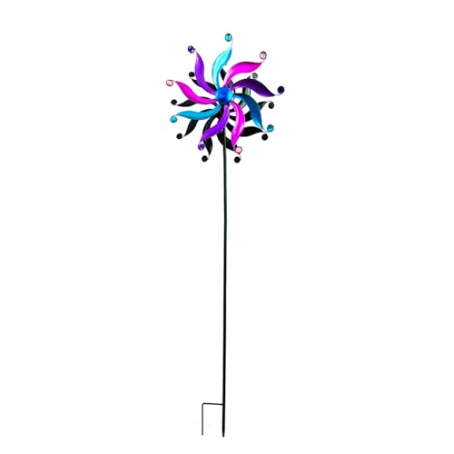 KAHDGSS Dynamische Windmühle Hofpfahl Windmühle Skulptur Outdoor Eisen Kunst Dekoration für Garten Rasen und Terrasse Landschaft Rostfreie Skulptur von KAHDGSS