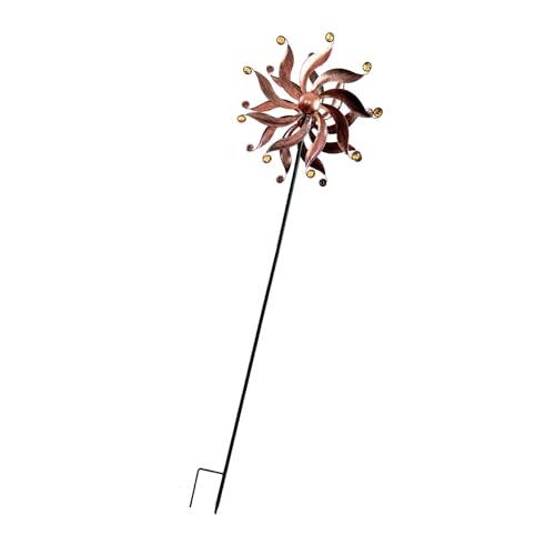 KAHDGSS Dynamische Windmühle Hofpfahl Windmühle Skulptur Outdoor Eisen Kunst Dekoration für Garten Rasen und Terrasse Landschaft Rostfreie Skulptur von KAHDGSS