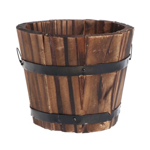 KAHDGSS Fässer Holz Runder Eimer mit flachem Mund Töpfe Container Pflanzgefäße für Pflanzer Gartenfässer Outdoor Outdoor von KAHDGSS