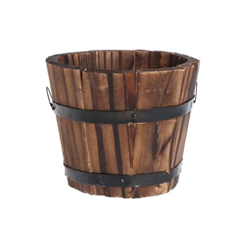 KAHDGSS Fässer Holz Runder Eimer mit flachem Mund Töpfe Container Pflanzgefäße für Pflanzer Gartenfässer Outdoor Outdoor von KAHDGSS