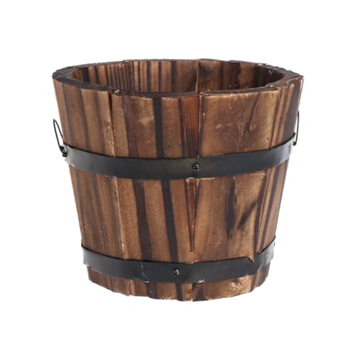 KAHDGSS Fässer Holz Runder Eimer mit flachem Mund Töpfe Container Pflanzgefäße für Pflanzer Gartenfässer Outdoor Outdoor von KAHDGSS