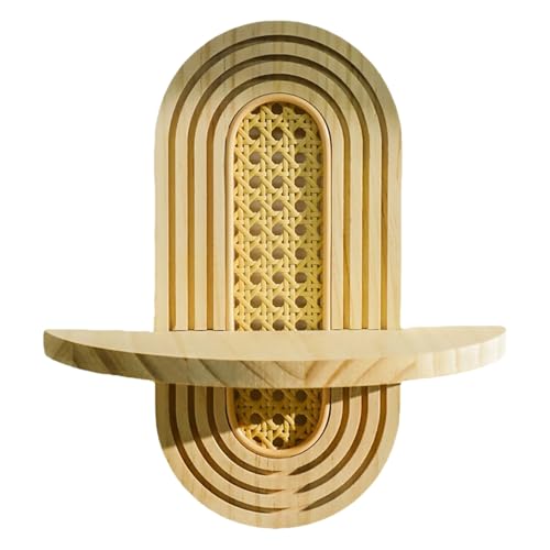 KAHDGSS Rattan Wandregal Montiertes Schwimmendes Platz Sparen Für Küchen Wohnzimmer Schlafzimmer Hängende Holzlagerregale Holzlagerregale von KAHDGSS