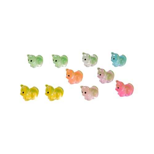 KAHDGSS Set Von 10 Miniaturmäusen Farbenfrohe Harzfiguren Für Kreative Kuchen Toppers Wal Rinder Kätzchen Form Miniaturgarten Accessoires von KAHDGSS