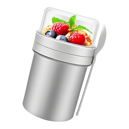 KAHDGSS Tragbarer, auslaufsicherer Joghurtbecher mit doppelwandigem Isolierbehälter für Pendler im Freien und Büro, Snackbecher mit Wärmedämmung von KAHDGSS