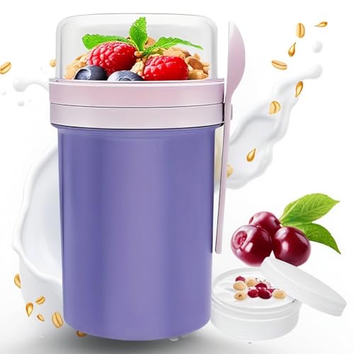 KAHDGSS Tragbarer, auslaufsicherer Joghurtbecher mit doppelwandigem Isolierbehälter für Pendler im Freien und Büro, Snackbecher mit Wärmedämmung KAHDGSS Tragbarer, auslaufsicherer Joghurtbecher mit doppelwandigem Isolierbehälter für Pendler im Freien und Büro, Snackbecher mit Wärmedämmung von KAHDGSS