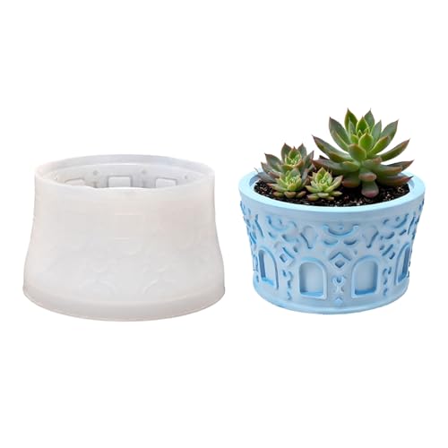 Kreative Runde Blumentöpfe Silikonform Mit Strukturiertem Design Für DIYER Home GARDEMING Food Grade Hitzebeständige Dekorative Pflanzer Silikonform von KAHDGSS