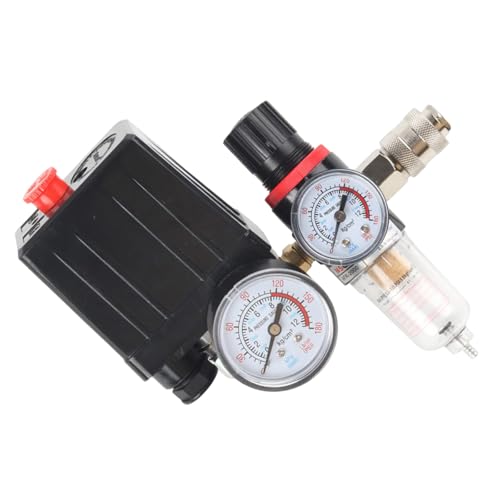 Luftkompressor Druckschalter mit integriertem Manometer & Wasserabscheidern Druckregelventile für Kompressoren Automatische Abschaltung Druckschalter von KAHDGSS