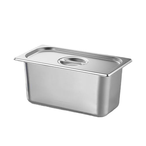 Restaurant Grad Edelstahl 1/3 Größe Pfanne Mit Deckel Für Hygienische Lebensmittelhandhabung Mehrzweck Metallwanne Container Handelsbekannte Küche Lebensmittelpfanne von KAHDGSS