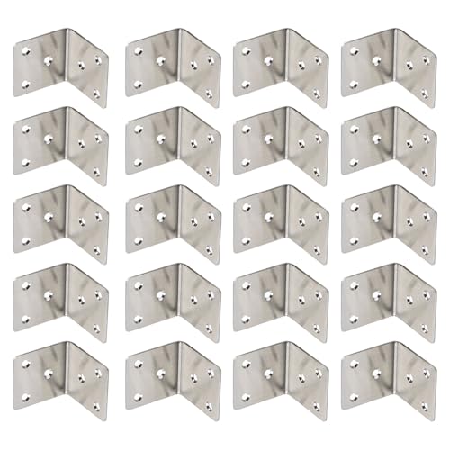 Robuste Metall-Eckstreben, L-Form, Edelstahl-Halterung für Regale, silberfarbene Möbelbeschläge, L-Form, 20 Stück von KAHDGSS