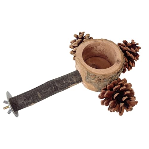 Stabiler Vogelpapagei Standing Barch Training Stand Käfig Mit Fütterungstasse Interaktiv Tinecone Toy Leiter Käfig Naturholz Kaut von KAHDGSS