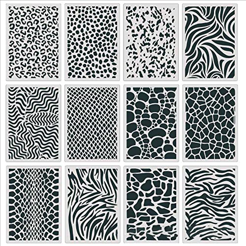 Wiederverwendbare Leopard Hautschablone Art Animaldruck Backvorlagen Auf Holzmöbel Stoff Canvas Kleidung 12pc von KAHDGSS