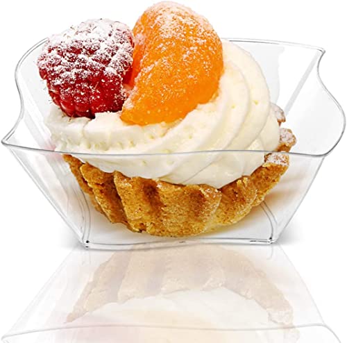 KAHEIGN 100Pcs Mini Dessertbecher Desserttasse, 150ml Dessertschalen Plastik Dessertbecher Klare Wiederverwendbare Servierschale für Dessert Pudding Mousse Party (9 x 9 cm) von KAHEIGN