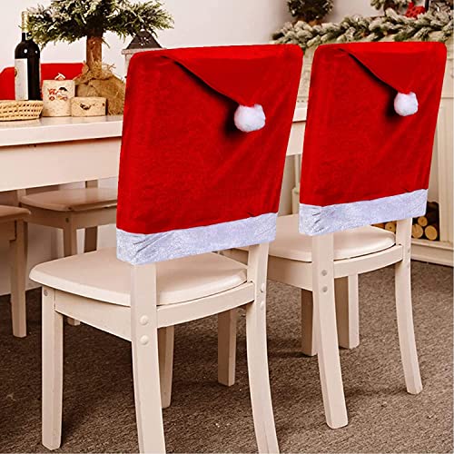 KAHEIGN 12pcs Weihnachten Stuhlhussen Weihnachtsstuhlüberzug, 50cmx 60cm Weihnachtsmannmützen Stuhlhussen Stuhlabdeckung Weihnachten Nikolausmütze Stuhlbezug für Weihnachtsdekoration für Stühle von KAHEIGN