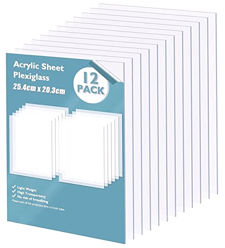 KAHEIGN 12Pcs Transparente Acrylplatten 25cm x 20cm Transparente Quadratische Plexiglas-Kunststoffplatten Acrylplatte mit Schutzfolie für Bilderrahmen, Display-Projekte, DIY Handwerk von KAHEIGN