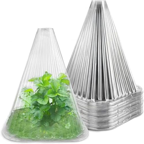 KAHEIGN 20Pcs Pflanzenhut Frostschutz Schneckenschutz, 22cm x 19cm Kunststoff Pflanzenschutz vor Frost, Schnecken, Insekten, Vögeln, Wiederverwendbar Pflanzenschutzhauben Mini-Gewächshaus von KAHEIGN
