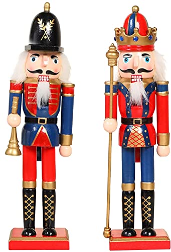 KAHEIGN 2Pcs Nussknacker Figuren Holz Nussknacker Soldaten, 30cm Traditionelle Weihnachten Nussknacker Figuren Deko aus Kiefernholz für Zuhause Weihnachtsdekoration Weihnachtsschmuck von KAHEIGN