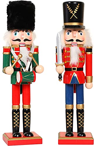 KAHEIGN 2Pcs Nussknacker Figuren Holz Nussknacker Soldaten, 30cm Traditionelle Weihnachten Nussknacker Figuren Deko aus Kiefernholz für Zuhause Weihnachtsdekoration Weihnachtsschmuck von KAHEIGN