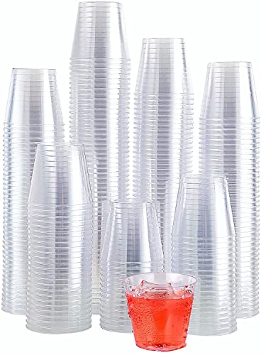 KAHEIGN 300Pcs Partybecher Plastik Schnapsgläser, 30ml Dessertschalen Plastik Runde Dessertbecher Klare Wiederverwendbare Kurzebecher für Whiskey Pudding Mousse Party (4,3 x 4cm) von KAHEIGN