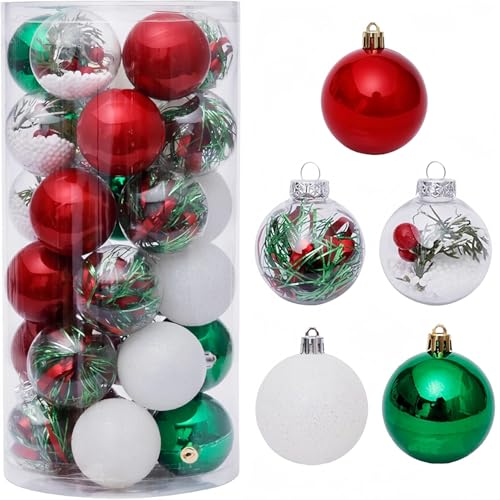 KAHEIGN 30Pcs Weihnachtskugel Christbaumkugeln, 6cm große bruchsichere Weihnachtskugeln zum Aufhängen für Weihnachtsbaum, Feiertage Weihnachtsfeierdekoration (5 Stile) von KAHEIGN