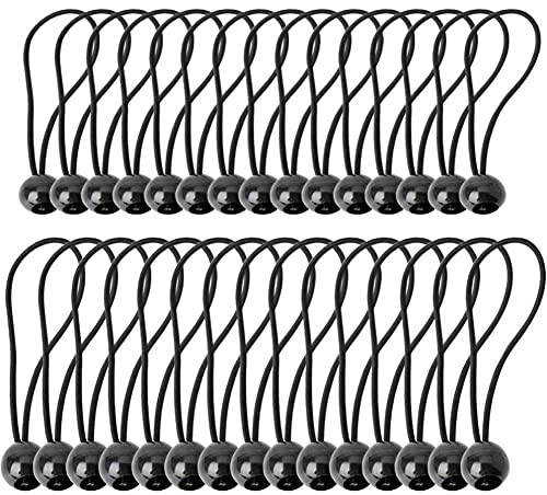 KAHEIGN 40Pcs Planenspanner Expander mit Kugel, 2 Größe Gummispanner Planenspanner Spanngummis Schwarz Verstellbare Bungee Seile für Zelte Camping Banner Planen Bootsabdeckung von KAHEIGN