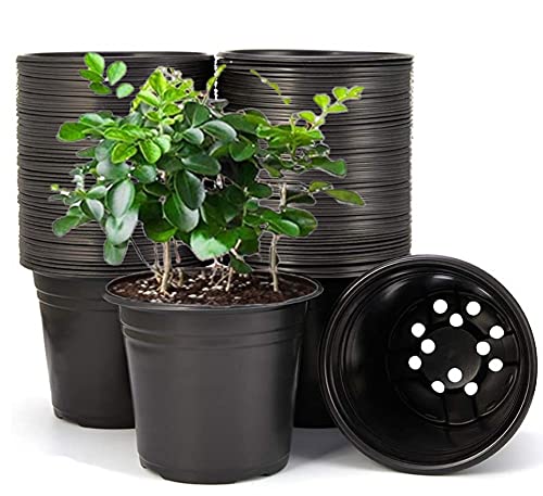 KAHEIGN 50Pcs Blumentöpfe 15cm Rund Pflanztöpfe Kunststoff Untertöpfe Pflanzgefäßen Übertopf für Heim-, Gartenblumen, Sukkulenten (15 x 13cm, Schwarz) von KAHEIGN