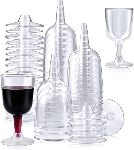 KAHEIGN 50Pcs Weingläser Plastik Stielgläser, 170ml Weingläser Transparente Wiederverwendbare Dessertbecher für Hochzeiten Partys für Whisky Champagner Bier oder Pudding Mousse (12 x 6,5cm) von KAHEIGN