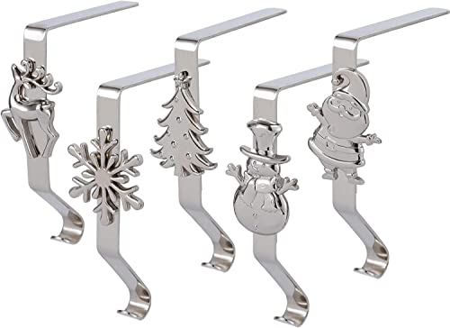 KAHEIGN 5Pcs Weihnachtsstrumpf Halter Metall Kamin Haken - Weihnachtsstrumpf Aufhänger Haken für Weihnachtsstrümpfe Weihnachten Haken Weihnachtsstrumpf Halter Kamin Strumpfhalter Deko (Silber) von KAHEIGN