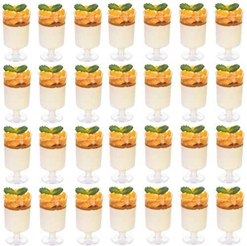 KAHEIGN 60Pcs Mini Desserttasse Dessertbecher, 100ml Dessertschalen Plastik Runde Dessertbecher Klare Wiederverwendbare Servierschale für Dessert Pudding Mousse Party (8,5 x 5 cm) von KAHEIGN